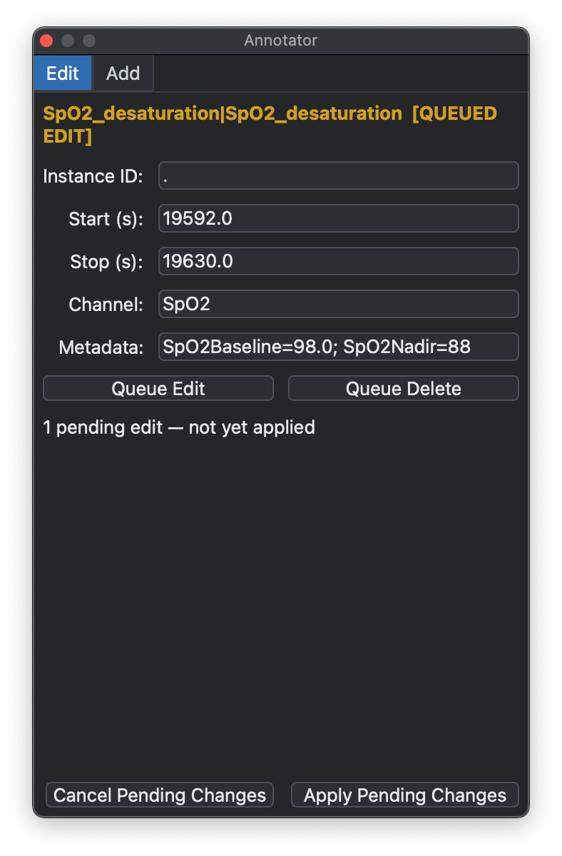 Pending annotation edit in viewer